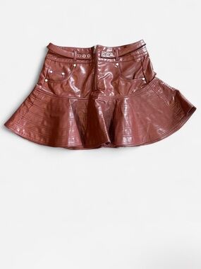 Pilcro Anthropology mini skirt size 8 Flared faux leather edgy boho cottage NWT